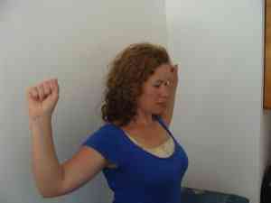 Hands up test with shoulders extended. Hands up test with shoulders extended.