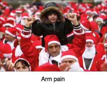 Kid on shoulders causing arm pain. Kid on shoulders causing arm pain.