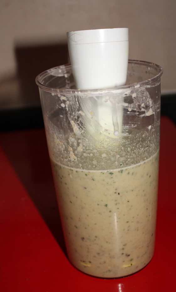 Oats milk smoothie being blended.
