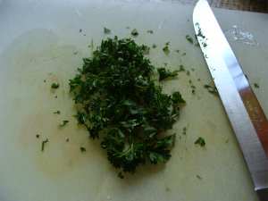 Finely chopped parsley.
