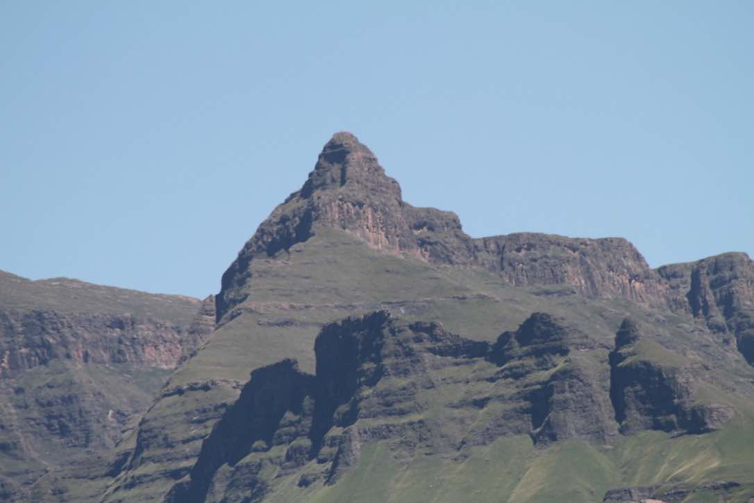Rhino peak in the Drakensberg is 3500 feet above base camp. Rhino peak in the Drakensberg is 3500 feet above base camp.