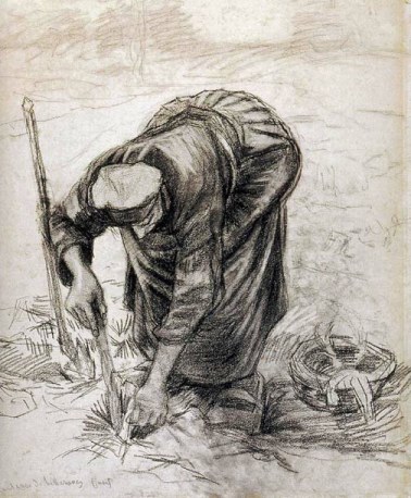 Sketch of a bending figure by van Gogh.