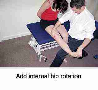 Slump test with internal hip rotation.